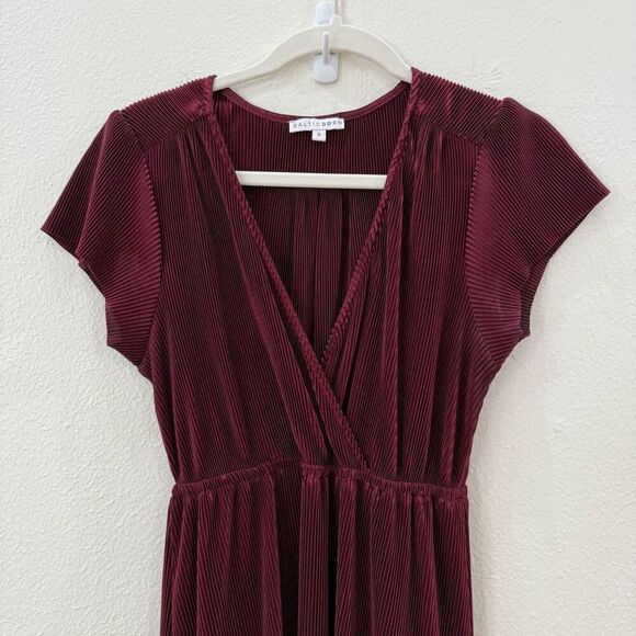 Baltic Born Women's Size Small Purple Athena Pleated Maxi Dress Gown V Neck - Picture 4 of 11